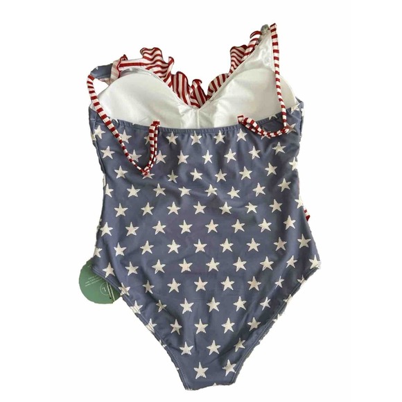 Caden Lane STARS & STRIPES One Piece Swimsuit Red White Blue NWT Size Medium - Picture 2 of 5